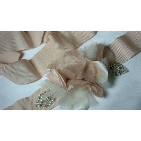 Blush Tea Rose Rhinestone Floral Bridal Belt Wedding MOB Prom Formal belt sash - Picture 5 of 5